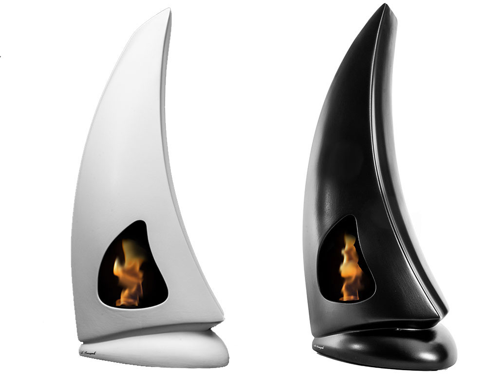 Artisanal and artistic bio-fireplaces without flue by Alessandro Romagnoli, Gradara (PU) - UNICA Black and White bio-fireplace - Bio-fireplaces VELA Black and White