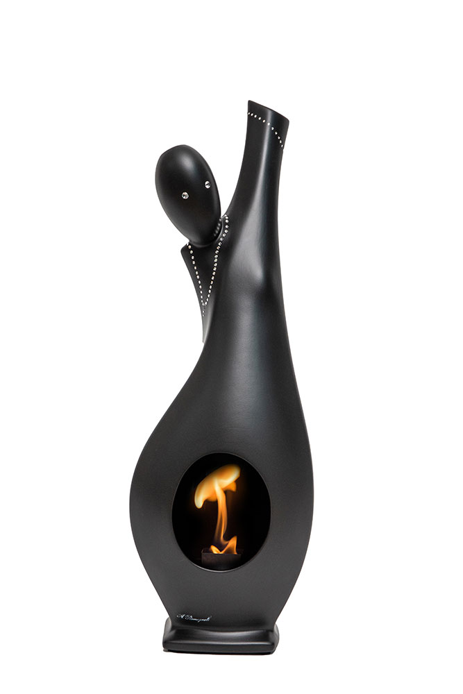 Unica bio-fireplace enriched with SWAROVSKI crystals